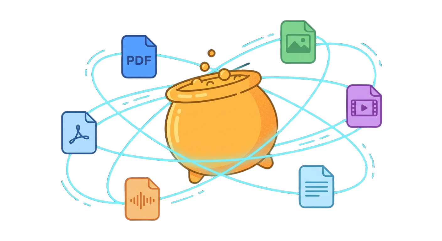 ClawDrive mascot — a golden cauldron with lobster claws